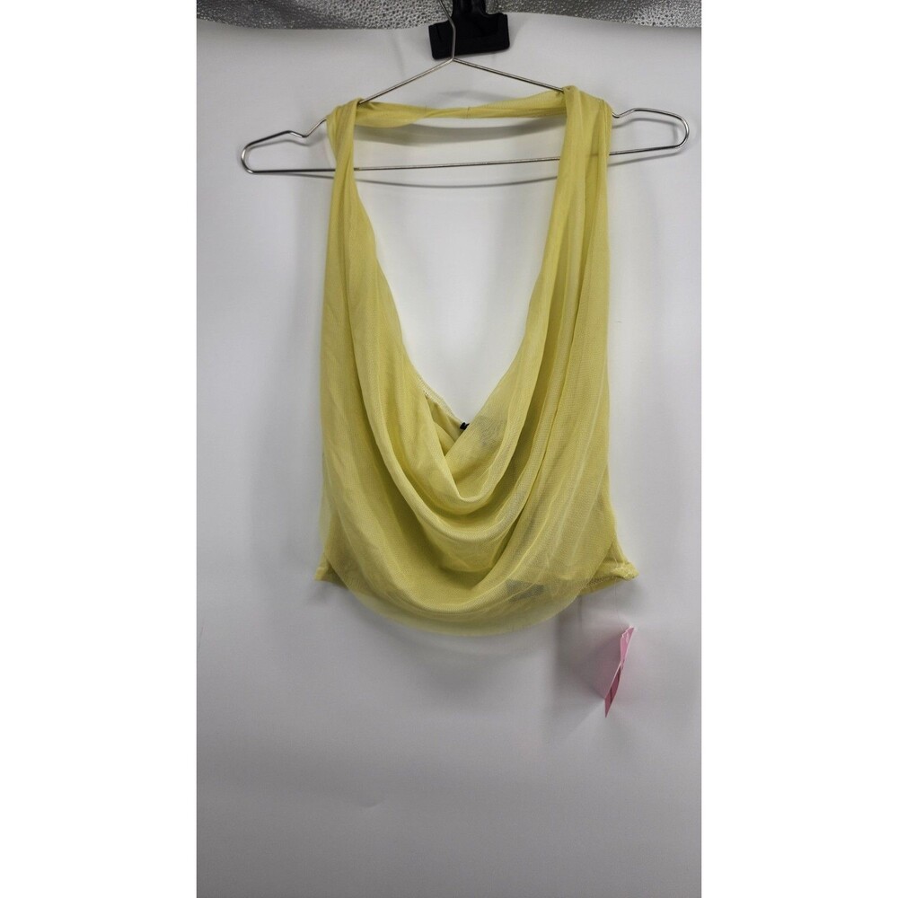 Pretty Little Thing‎ Women's Size 4 Yellow Mesh Halter Neck Top NWT
